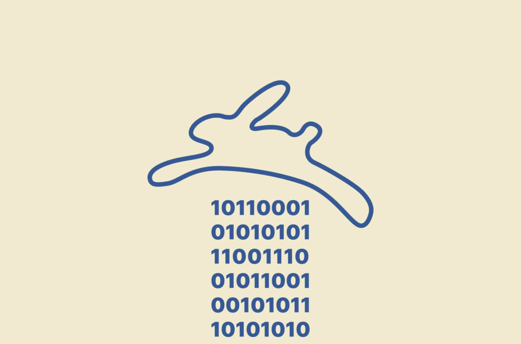 Freenet rabbit logo jumping over code.