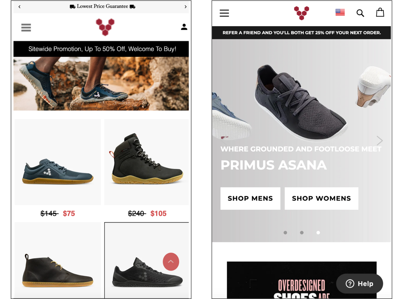 Fake Shopping Websites: Vivobarefoot Example Homepage
