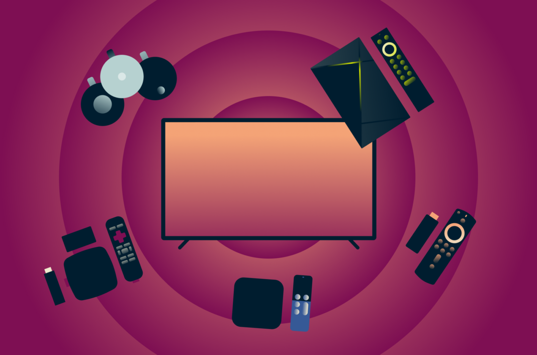 Streaming devices around a TV