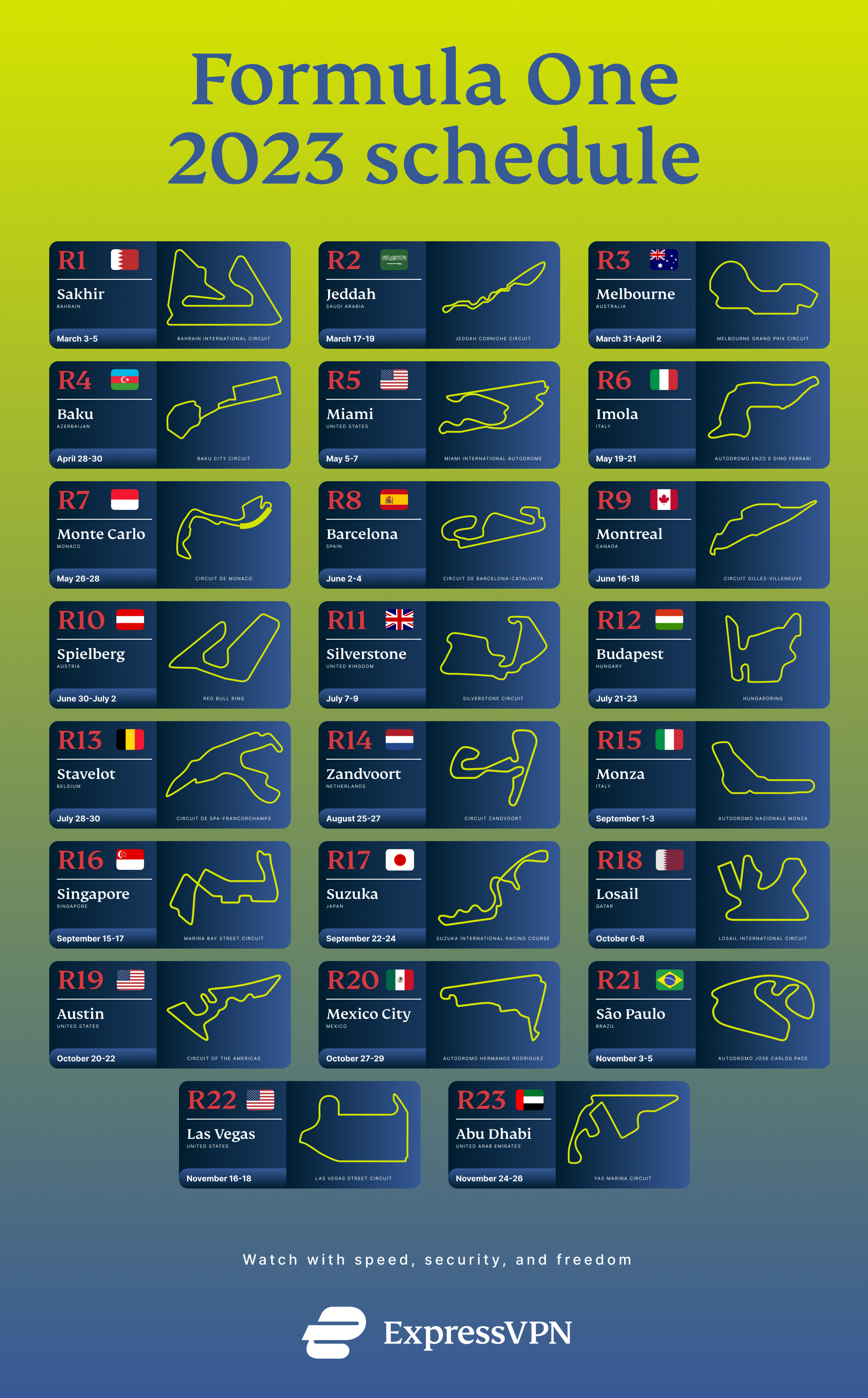 Formula 1 Calendar 2023 Full 23 Race Schedule ExpressVPN Blog