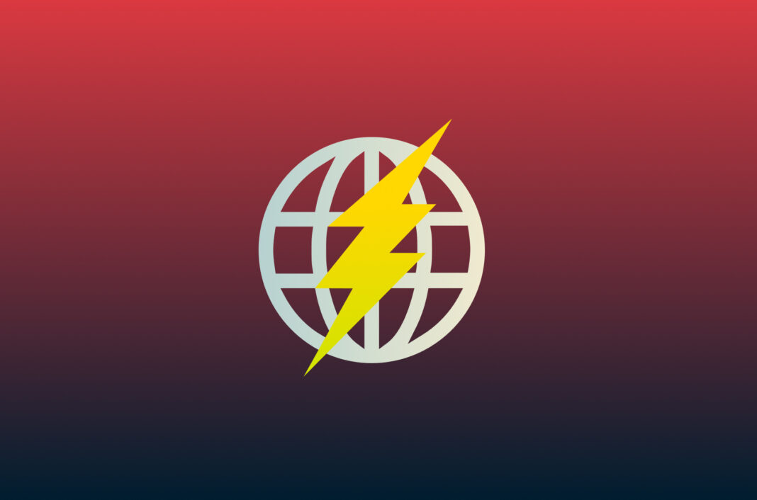 Globus-Icon mit einem Blitz