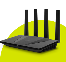 ExpressVPN Aircove router with green background.