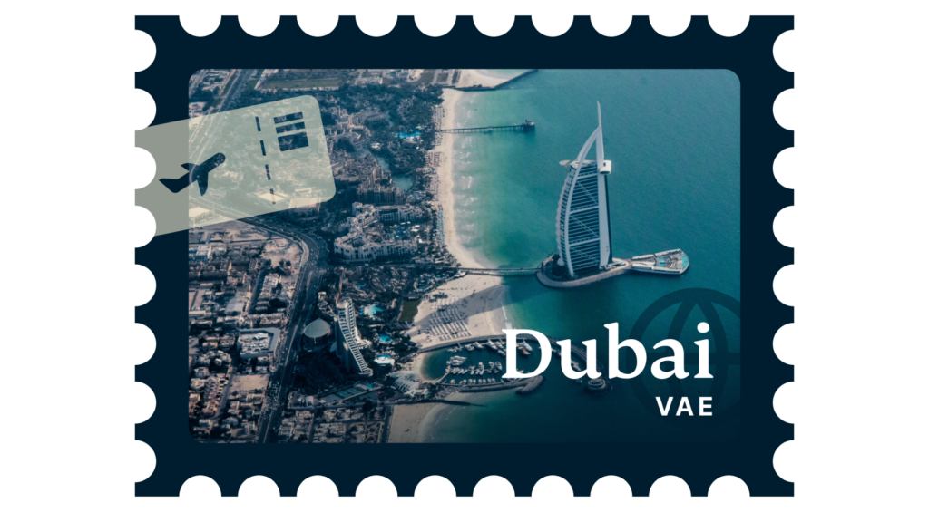 Dubai, dargestellt auf einer Briefmarke