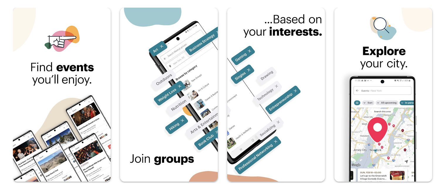 Meetup app interface