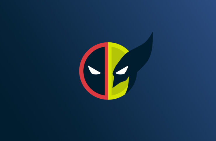 Deadpool and Wolverine logo against a blue gradient background