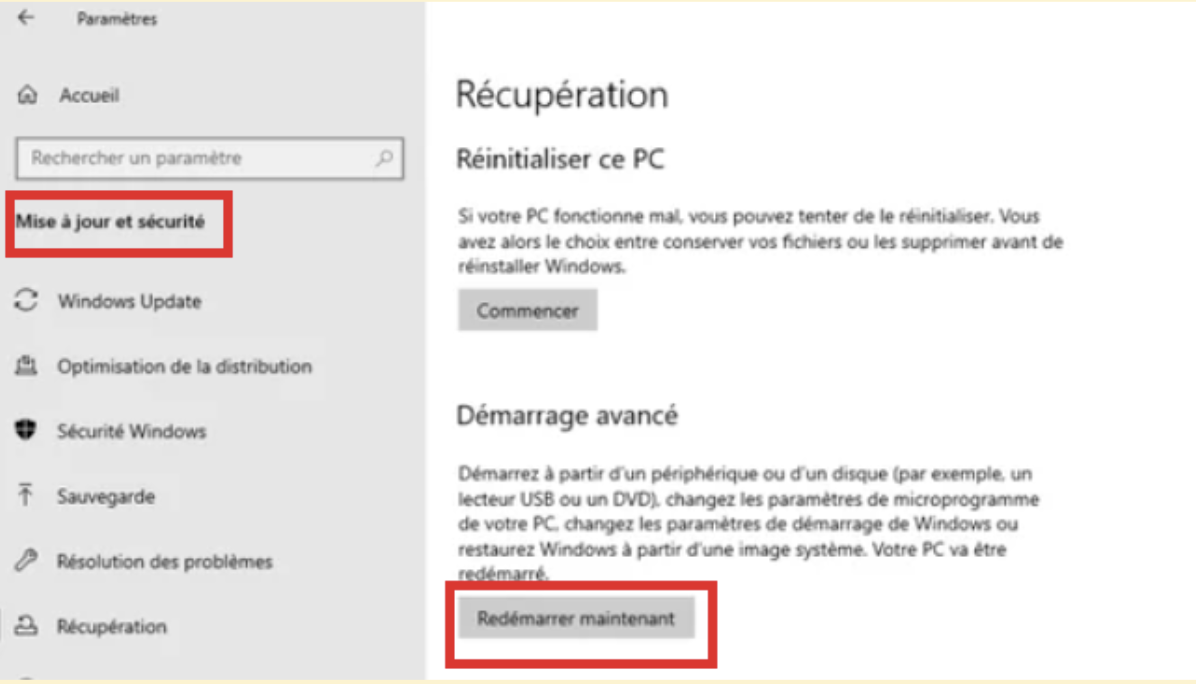 récupération windows