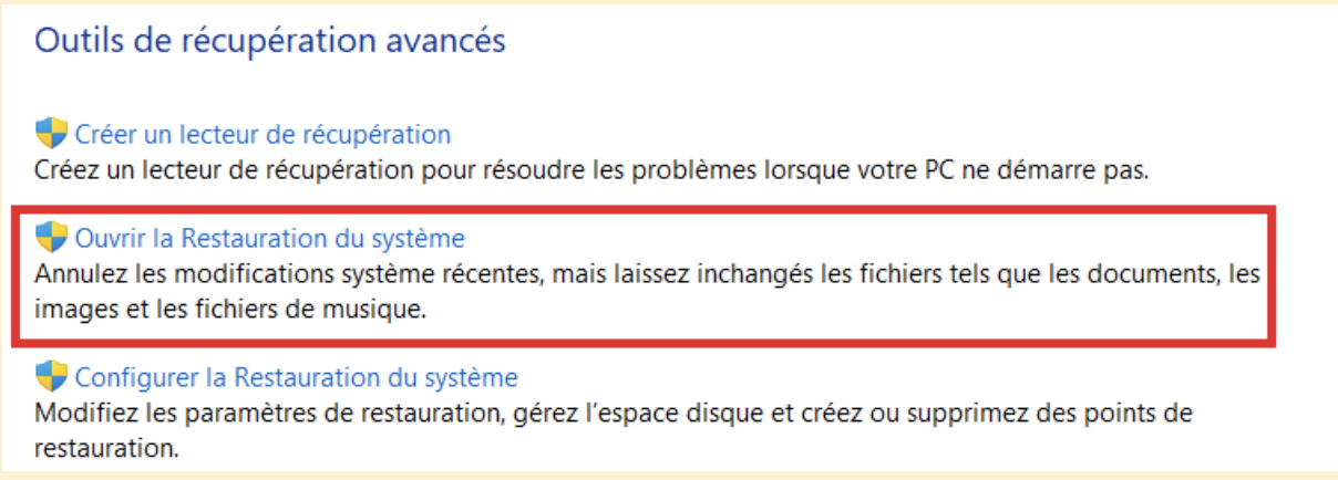 restauration système
