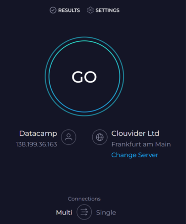 Speedtest website's main page for running an internet speed test