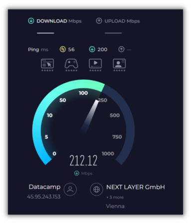 Speedtest website's internet speed test busy running