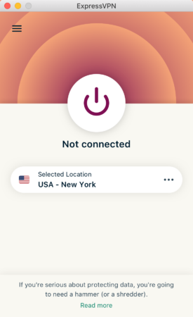 The ExpressVPN client for Mac.