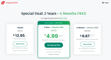 ExpressVPN pricing plans