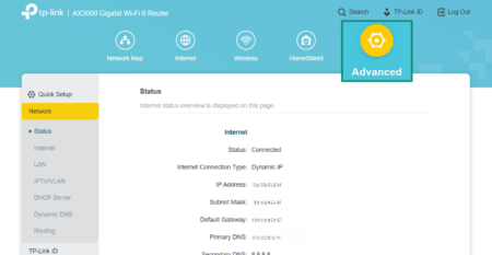 Go to your router's advanced settings.
