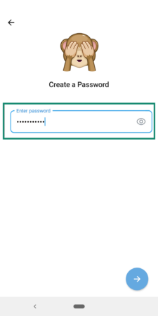 Phone screen showing Telegram 2FA password creation.