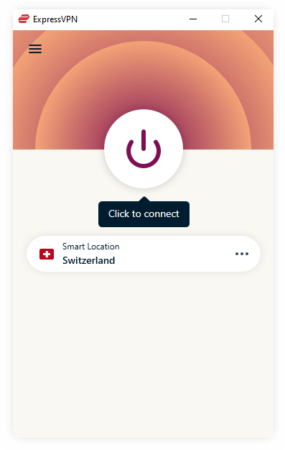 ExpressVPN app window with the Connect button